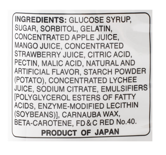 Kasugai Frutia Gummy Lychee/Mango/Strawberry Assorted 3.59 oz